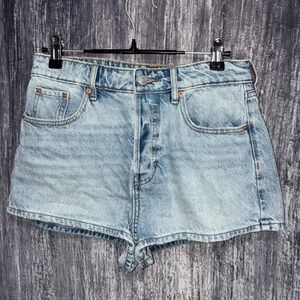 PacSun‎ Vintage High Rise Festival Blue Distressed Denim Jean Shorts Size 4 (27)